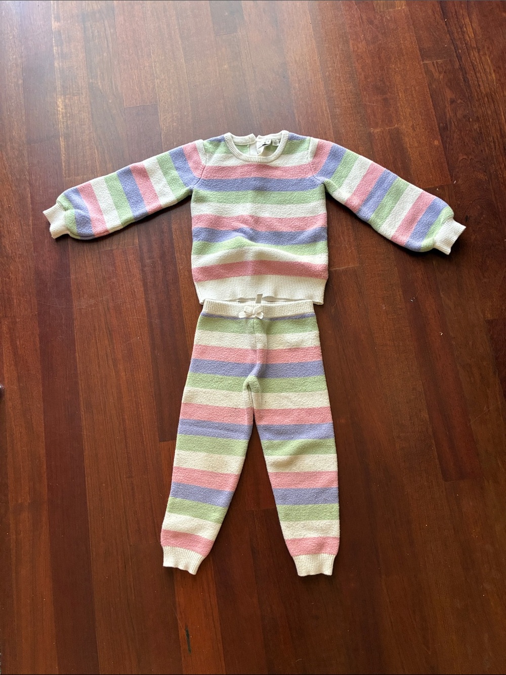 Janie and Jack Kids Plush Stripe Lounge Set - Pastel Multi